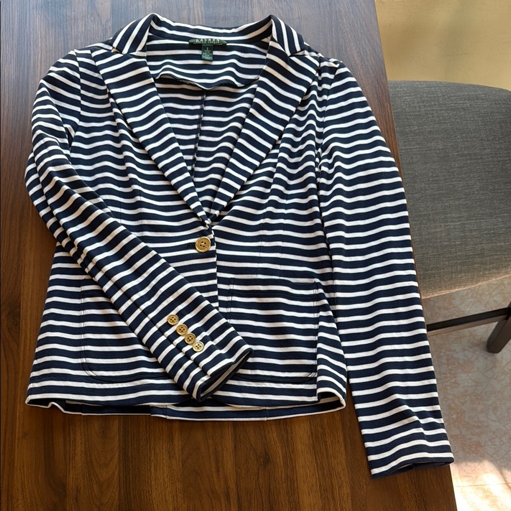 Striped Navy and White Blazer
